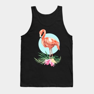 Flamingo Tropical Leaves Exotic Bird Tank Top